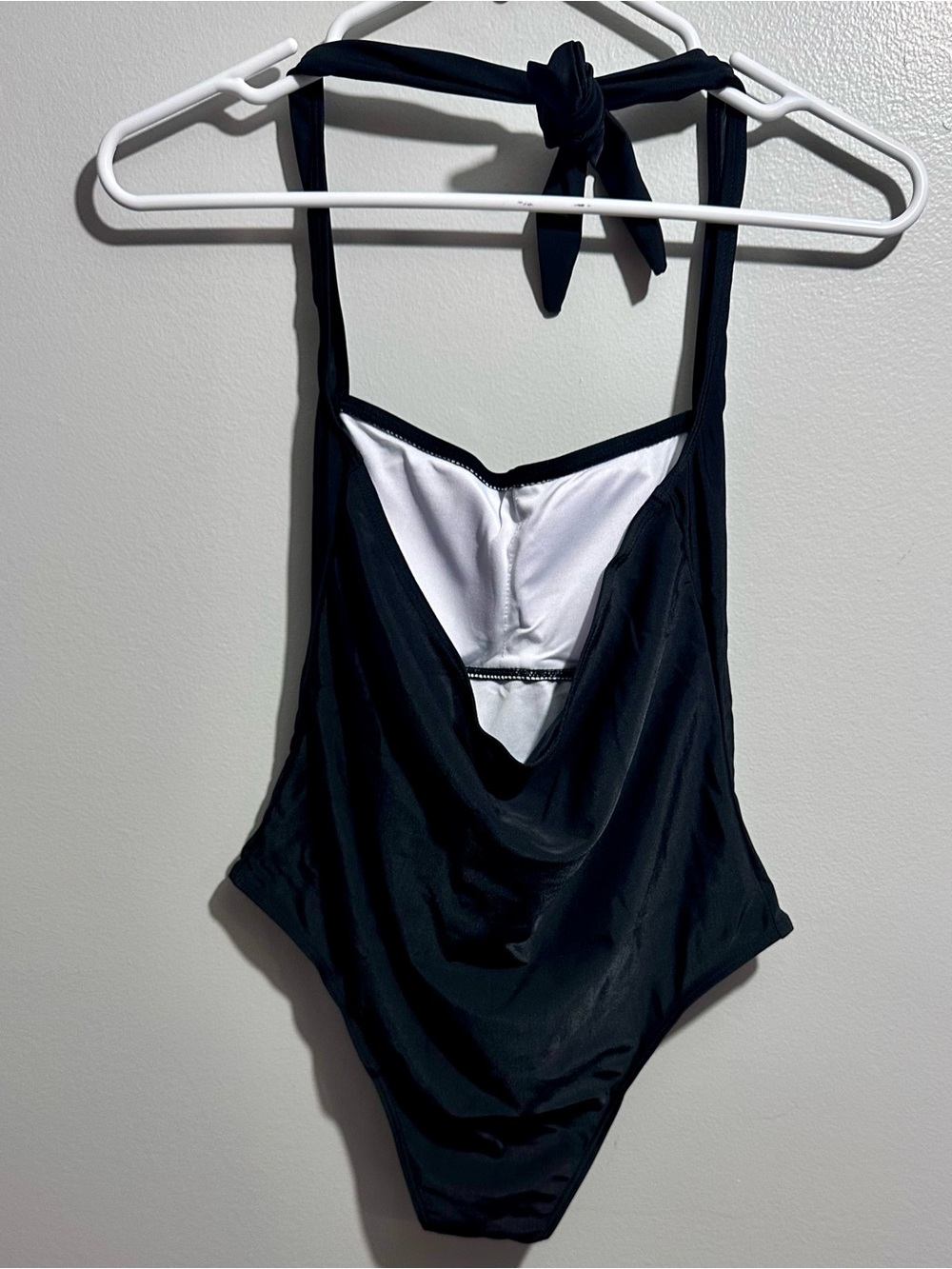 Ruched Black Halter One-Piece Swimsuit Size S (1462) - Picture 3 of 5